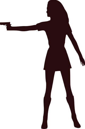 woman with gun silhouette3のイラスト素材