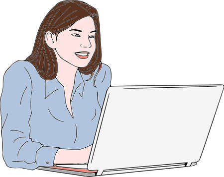 Vector - Businesswoman with Laptopのイラスト素材
