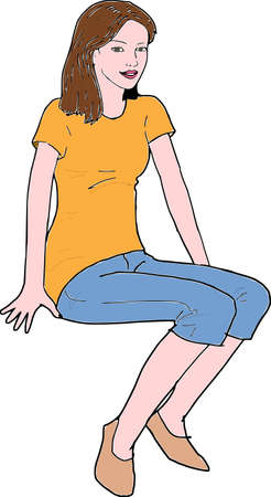 Vector -  Woman Sit downのイラスト素材