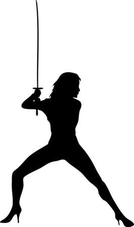 Silhouette -  Woman With Katanaのイラスト素材