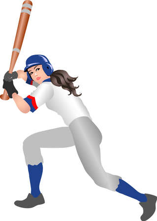 Vector - Woman Basebal Batter Anticipating Illustrationのイラスト素材
