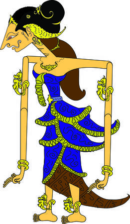 Wayang Sinta  Character, Indonesian Traditional Shadow Puppet - Vector Illustrationのイラスト素材