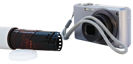 Digital camera and old film.の写真素材