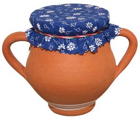 Clay pot isolated on white background.の写真素材