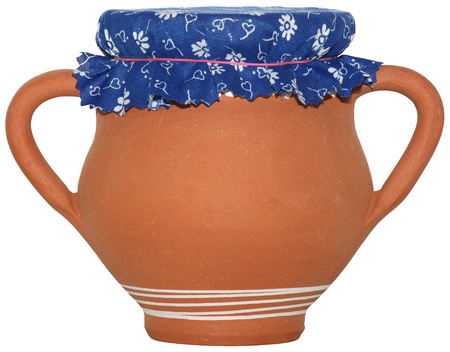 Clay pot isolated on white background.の写真素材