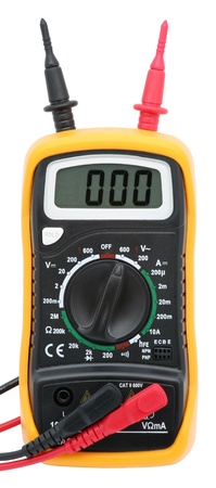 Digital multimeter isolated on white.の写真素材