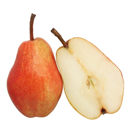Whole and half pear.の写真素材