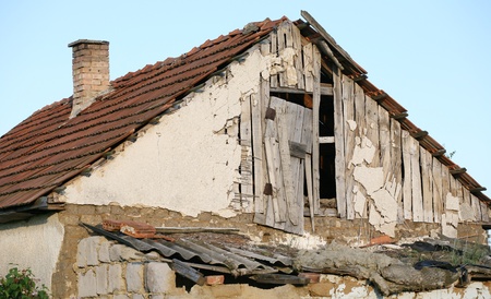 The roof of an old house.の写真素材