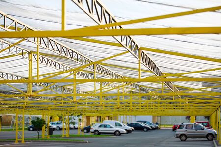 Parking with anti hail protection の写真素材