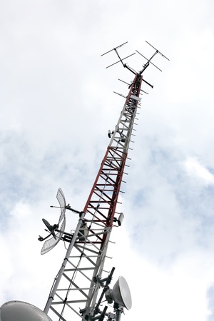 Telecommunication tower in the blue sky.の写真素材