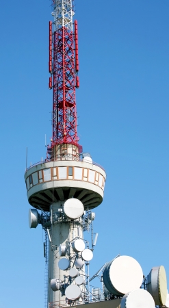 Telecommunication tower in the blue sky.の写真素材