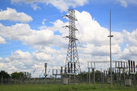 Transformer station, high voltage and danger.の写真素材