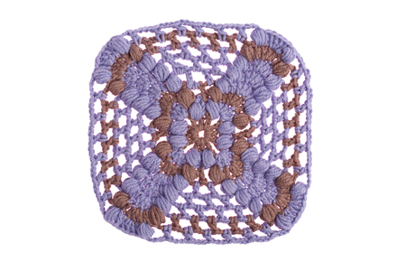 handmade napkin, crocheted with colorful threadsの写真素材