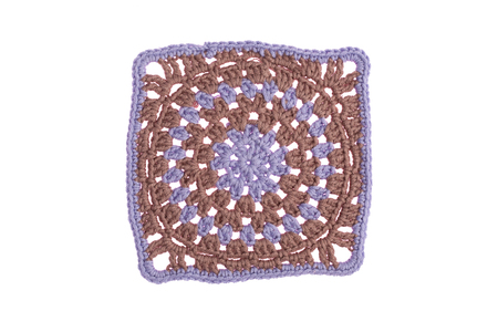 handmade napkin, crocheted with colorful threadsの写真素材