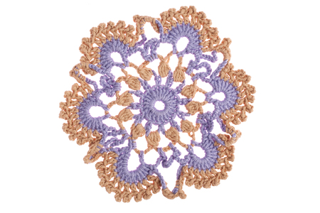 handmade napkin, crocheted with colorful threadsの写真素材