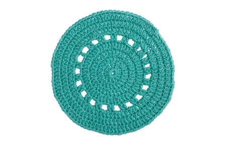 handmade napkin, crocheted with colorful threadsの写真素材