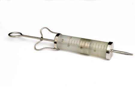 medical syringe on a white backgroundの写真素材