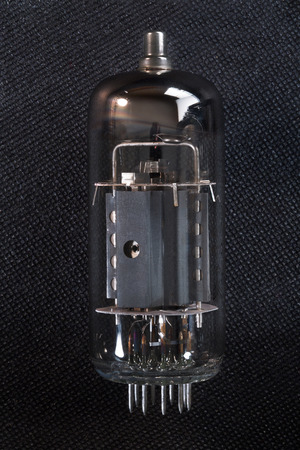 Radio tube on gray backgroundの写真素材