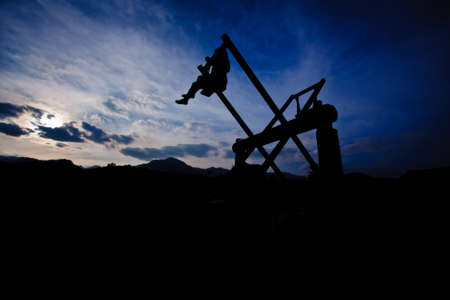 silhouette of ferris wheelの写真素材