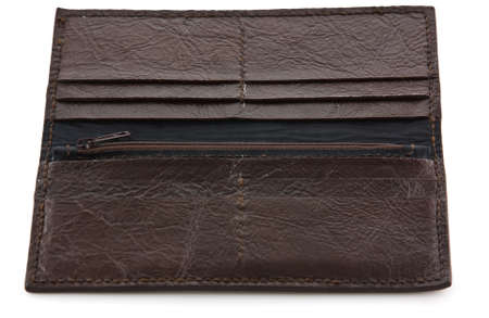 Brown leather wallet isolated