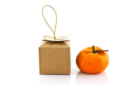 orange gift on white backgroundの写真素材