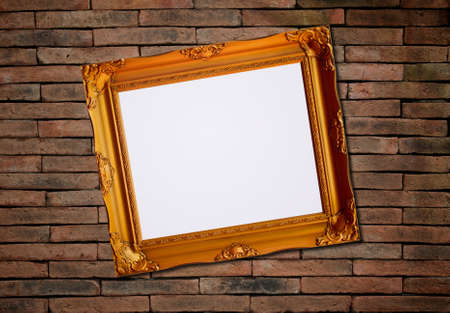 picture frame on brick wall 