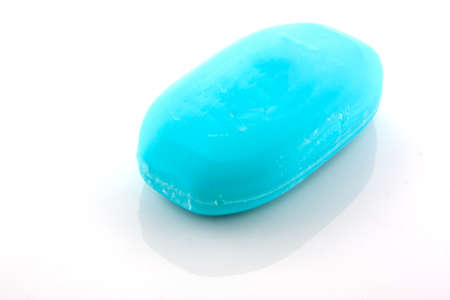 blue soap on white backgroundの写真素材