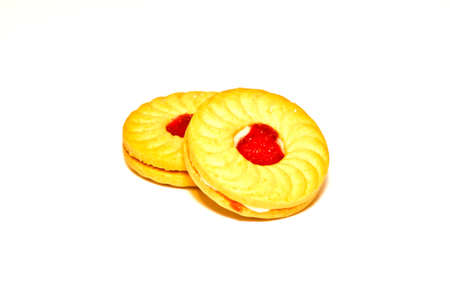 fresh fruit jelly cookie on white の写真素材