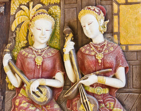 Ancient brick carving backgroundのeditorial素材