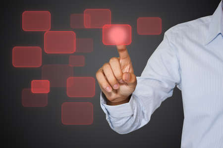 hand pushing on a touch screen interface 