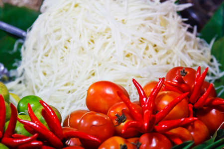 papaya salad thai foodの写真素材