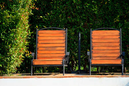 chair in a gardenの写真素材