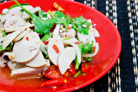 Spicy pork salad with vegetablesの写真素材