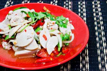 Spicy pork salad with vegetablesの写真素材