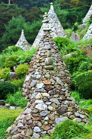 stone pagoda on the backgroundの写真素材