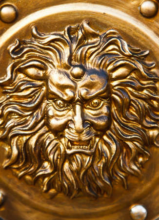 Gold metal plate with classic ornamentの写真素材