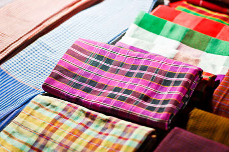image of Colorful Textile Background,Pile of bright folded clothesの写真素材