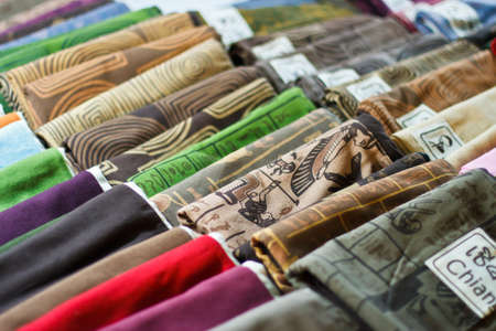 image of Colorful Textile Background,Pile of bright folded clothes