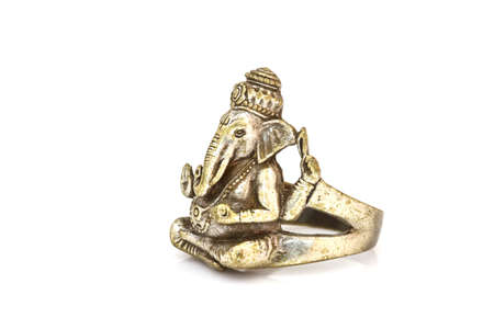 Hindu God Ganesh ring Statue on whiteの写真素材