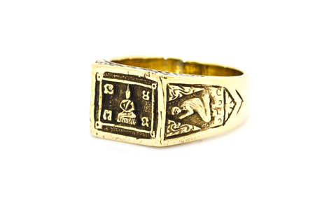Thai amulet ring on backgroundの写真素材