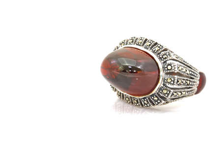 Ruby and diamond bezel style ringの写真素材