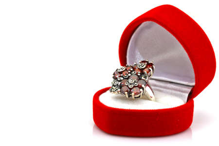 Ruby and diamond bezel style ringの写真素材