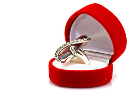 Ruby and diamond bezel style ringの写真素材