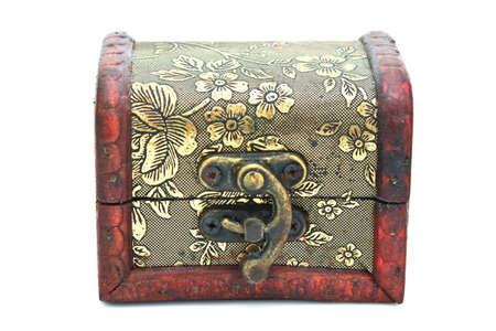 vintage coffer box brown color on a white backgroundの写真素材