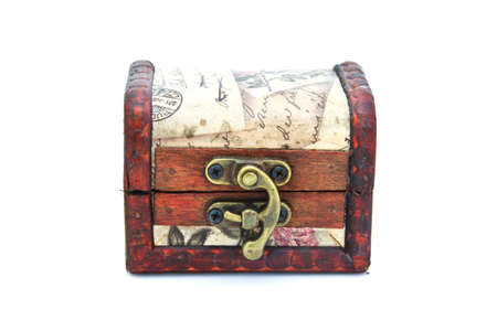 vintage coffer box brown color on a white backgroundの写真素材
