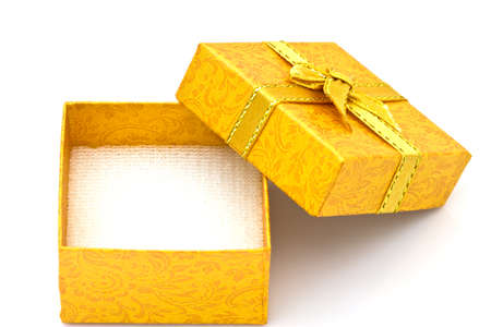 Beautiful present box with ribbons on white backgound