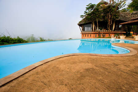 Swimming pool of luxury hotel in thailandのeditorial素材