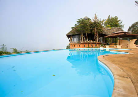 Swimming pool of luxury hotel in thailandのeditorial素材