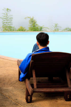 Swimming pool of luxury hotel in thailandの写真素材