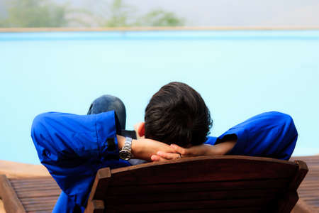 Swimming pool of luxury hotel in thailandの写真素材